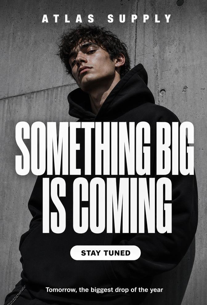 Teaser drop email for a premium streetwear brand